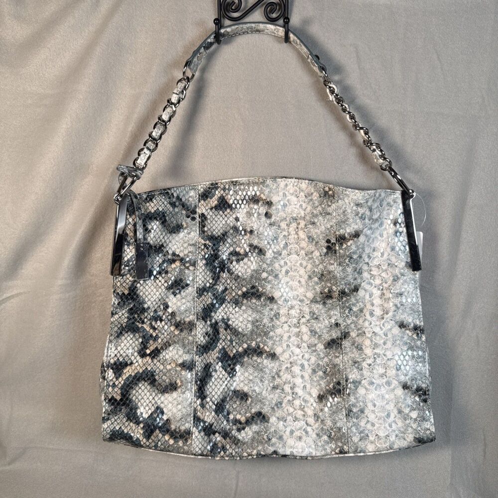 Ivanka Trump Rose Blue Gray Snakeskin Tote Purse Shoulder Bag NEW